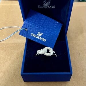 Swarovski clear crystal ring in silver tone size 8.5 new with box and tag